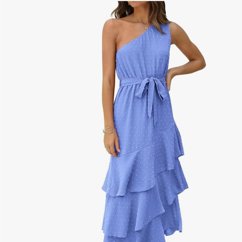 Elegant Blue One-Shoulder Dress